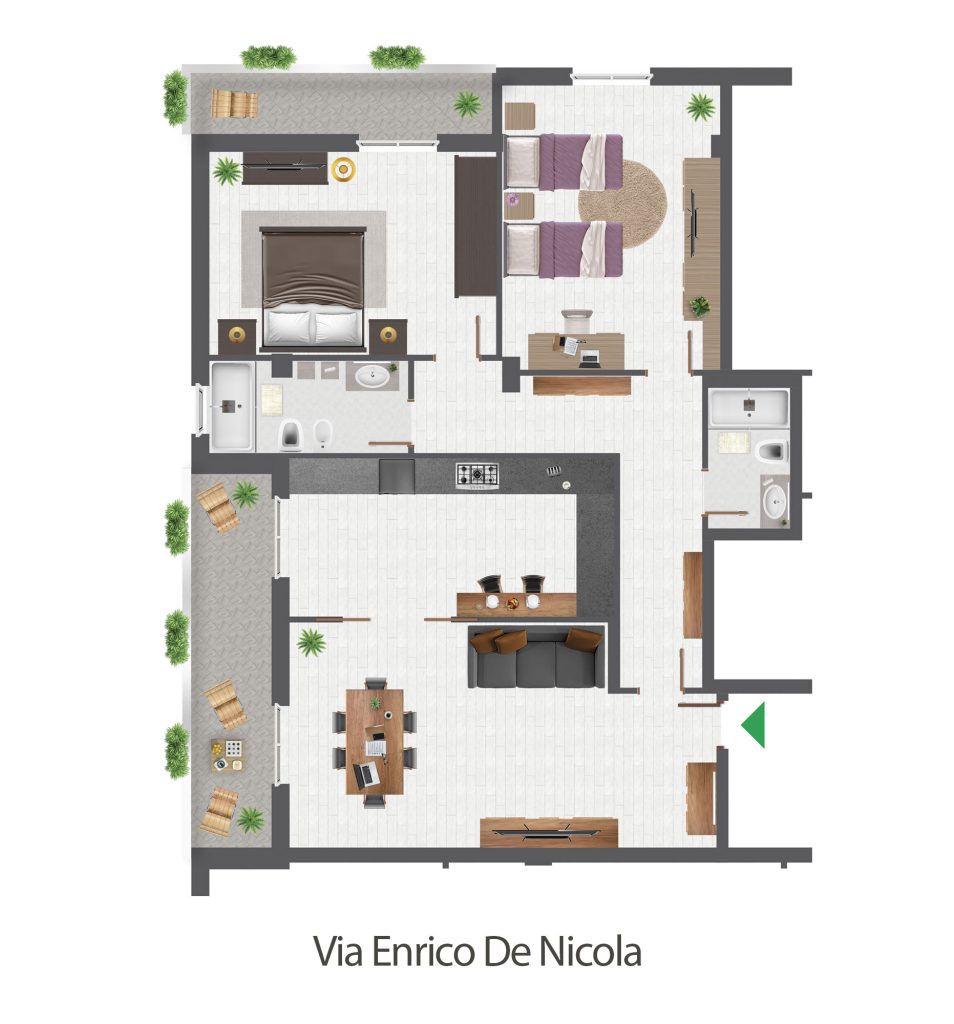 trilocale con cucina separata